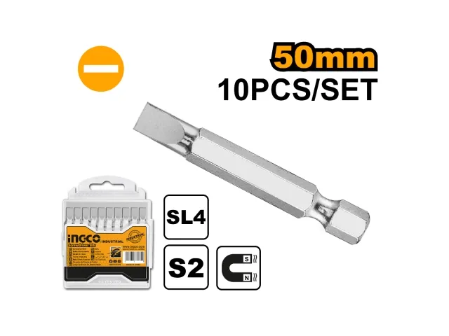 Ingco SET X 10 PUNTA ATORNILLADOR CHATA SL6.0X1.0 50MM INGCO SDB11SL423